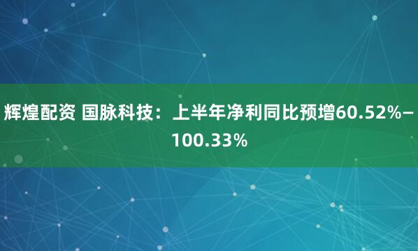 辉煌配资 国脉科技：上半年净利同比预增60.52%—100.33%