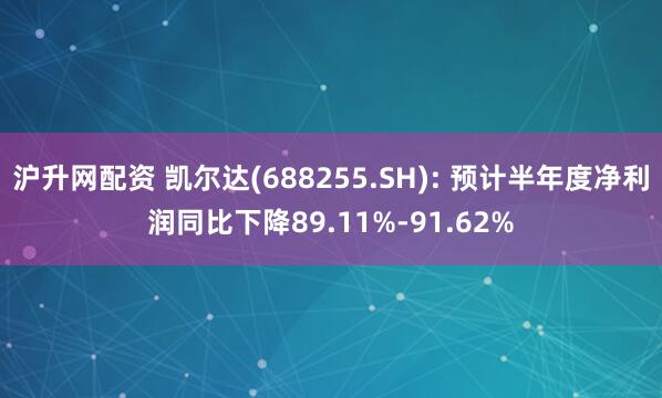 沪升网配资 凯尔达(688255.SH): 预计半年度净利润同比下降89.11%-91.62%